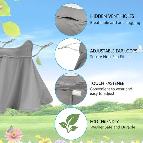 UPF 50+ Sun Protection Face Mask – Ice Silk Neck Gaiter, Reusable UV Face Cover, Breathable Cooling Mask for Women Men in Saudi Arabia
