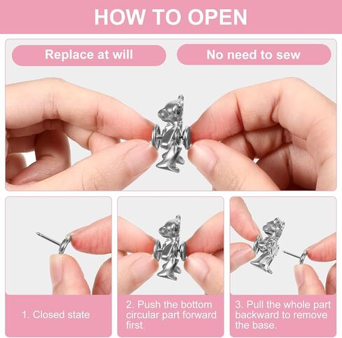 AOZUO 4 Set Pant Waist Tightener, Cute Bear Pants Clips Jean Buttons Adjustable Waist Buckle Set No Sew and No Tools Button Pins to Tighten Waist for Women Girl Pants Dress Jeans Skirts Sleeves in Saudi Arabia