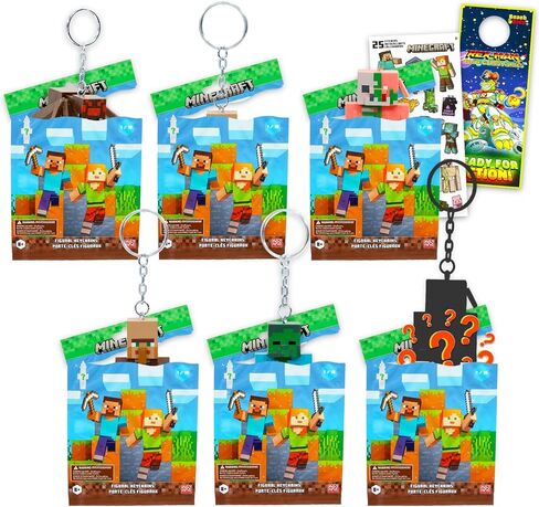 Minecraft Figural Keychains Blind Bags - Bundle with 6 Mini Figure Keychains for Kids, Adults Plus Stickers | Minecraft Backpack Accessories in Saudi Arabia