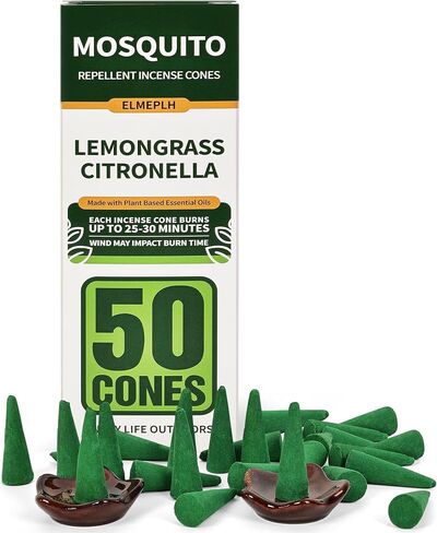 Mosquito Repellent Incense Sticks 120 Pieces per Box - Citronella Incense Sticks or Outdoor Patio/Citronella Oil/Lemongrass and Rosemary Oil/Made with Natural Based Essential in Kuwait