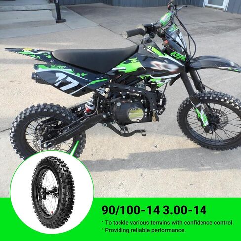 14" Rear Wheel 90/100-14 3.00-14 Dirt Bike Tire Rim Assembly Compatible with SSR Apollo 150cc 140cc 125cc CR80R CR85R CRF80F CRF125F DB17 KX85 KLX125 TTR125 Off Road Motocross Part in Saudi Arabia