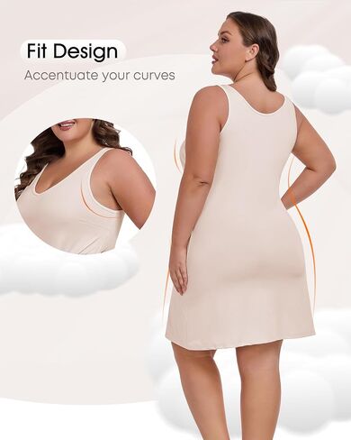 Women's Plus Size Full Slip for Under Dresses V Neck Cami Dress Long Nightgown in Saudi Arabia