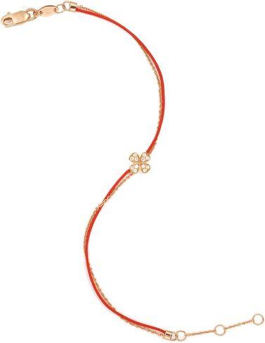 غنى تشاو غنت بروميسا 18K روز الذهب الصلب (DK Color ، IFVS Clarity ، Round Brilliant) من الدراجات الماس الأربعة مع سوار الخيط الأحمر للنساء 87590B | 6.6 "، (17 سم) in Saudi Arabia