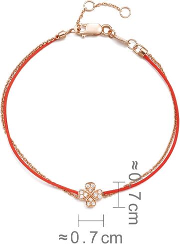 غنى تشاو غنت بروميسا 18K روز الذهب الصلب (DK Color ، IFVS Clarity ، Round Brilliant) من الدراجات الماس الأربعة مع سوار الخيط الأحمر للنساء 87590B | 6.6 "، (17 سم) in Saudi Arabia