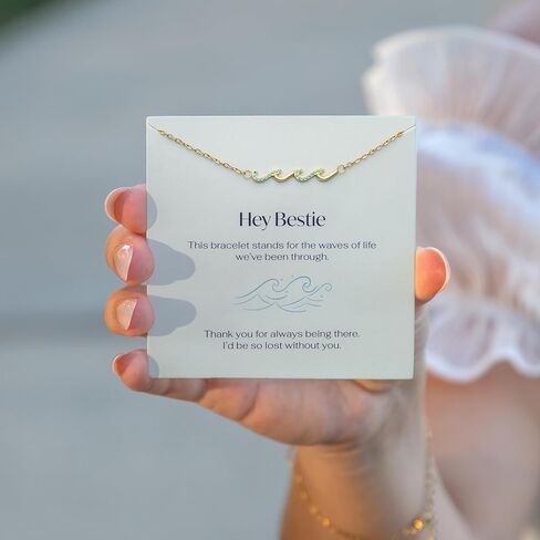 سوار موجة للنساء - هدايا عيد ميلاد الأصدقاء للأمي ، أفضل صديق ، ابنة ، أخت أو أفضل مجوهرات ذهبية ، سوار يوم الأم ، أخت الروح أو الأخوات الكبرى ، هدية لها in Kuwait