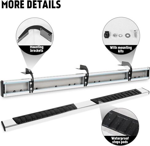 PZ 6" Running Boards for 1999-2016 Ford F-250 F-350 F-450 F-550 Super Duty Crew Cab Mirror Stainless Steel Side Step Rails Nerf Bar in Kuwait