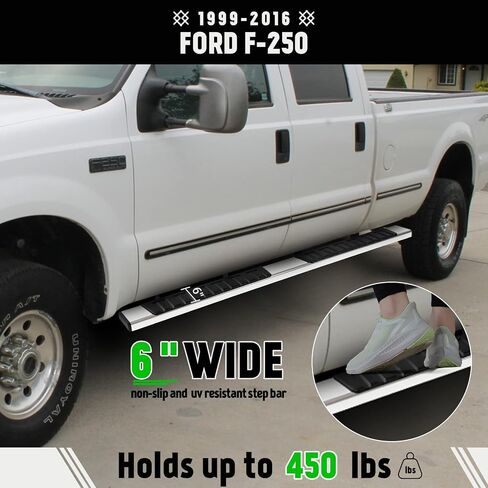 PZ 6" Running Boards for 1999-2016 Ford F-250 F-350 F-450 F-550 Super Duty Crew Cab Mirror Stainless Steel Side Step Rails Nerf Bar in Kuwait