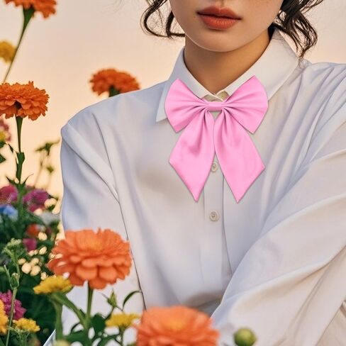 Bow Tie for Women Pre-tied Floppy Womens Tie Solid Color Women's Bowknot Bow Tie for Uniform Cosplay Party (Pink) in Saudi Arabia