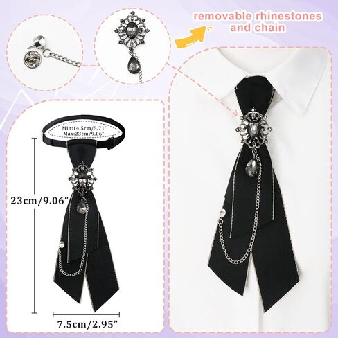 Bow Tie for Women Girls Adjustable Clip On Womens Neck Bowtie with Rhinestone for School Shirt Date Casual Date in Saudi Arabia