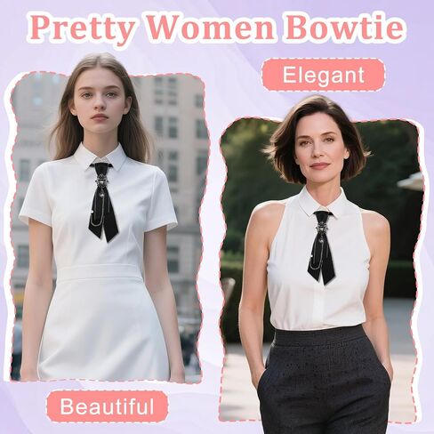Bow Tie for Women Girls Adjustable Clip On Womens Neck Bowtie with Rhinestone for School Shirt Date Casual Date in Saudi Arabia