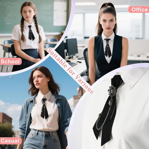 Bow Tie for Women Girls Adjustable Clip On Womens Neck Bowtie with Rhinestone for School Shirt Date Casual Date in Saudi Arabia