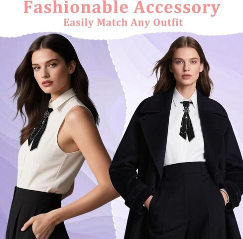 Bow Tie for Women Girls Adjustable Clip On Womens Neck Bowtie with Rhinestone for School Shirt Date Casual Date in Saudi Arabia