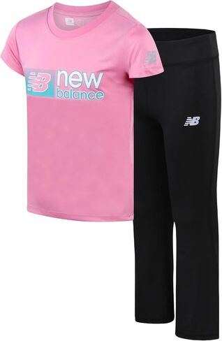 New Balance Girls' Active Leggings Set - Two Piece T-Shirt and Flare Leg Yoga Pants - Athleisure Pants Set for Girls (7-16), Size 7-8, Galaxy Purple in Saudi Arabia