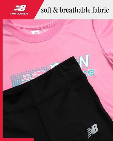 New Balance Girls' Active Leggings Set - Two Piece T-Shirt and Flare Leg Yoga Pants - Athleisure Pants Set for Girls (7-16), Size 7-8, Galaxy Purple in Saudi Arabia