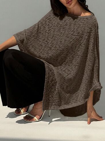 MakeMeChic Ponchos for Women Sheer Poncho Sweater Shawl Wraps Coverup in Saudi Arabia