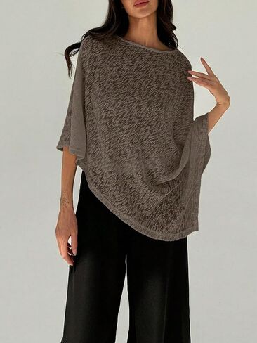 MakeMeChic Ponchos for Women Sheer Poncho Sweater Shawl Wraps Coverup in Saudi Arabia
