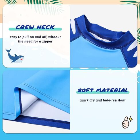 Boys 2 Pieces Rash Guard Sun Protection Long Sleeve Kid Swimsuits Quick Dry Swim Shirt Trunks for Boys 3-12 Years in Saudi Arabia
