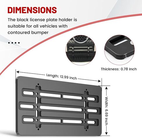 RED WOLF Front License Plate Bracket Holder Frame Tag Universal for Car Truck Van SUV with 6 Screws and Wrench Kit Black Easy Mount in Saudi Arabia