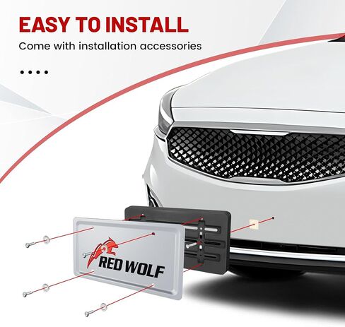RED WOLF Front License Plate Bracket Holder Frame Tag Universal for Car Truck Van SUV with 6 Screws and Wrench Kit Black Easy Mount in Saudi Arabia