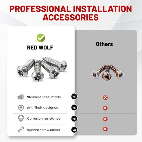 RED WOLF Front License Plate Bracket Holder Frame Tag Universal for Car Truck Van SUV with 6 Screws and Wrench Kit Black Easy Mount in Saudi Arabia