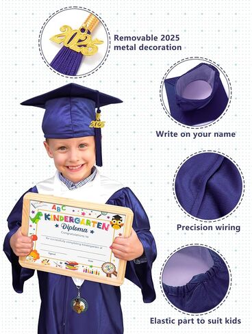 QZYL Kindergarten Graduation Cap and Gown Set, Unisex Congrats Grad Outfit with Tassel & Certificate for Kindergarten in Saudi Arabia