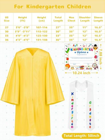 QZYL Kindergarten Graduation Cap and Gown Set, Unisex Congrats Grad Outfit with Tassel & Certificate for Kindergarten in Saudi Arabia