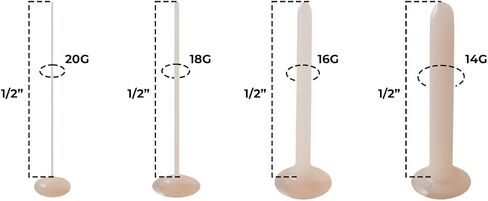 Satix 1-4pcs 12mm Flesh Flesh Glass Glass Earrings tragus tragus bink skin loll 14g 16g 18g 20g flat head splet sucks labret back back glass birecing 1/2 " in Saudi Arabia