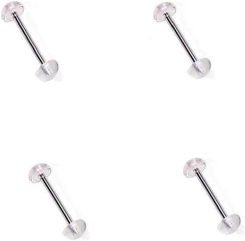 4pc Tongue Ring Clear Retainer with Half Ball Surgical Steel 14 Gauge 5/8 in Saudi Arabia