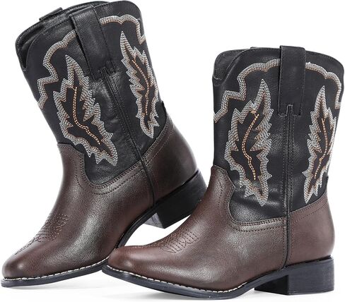 RLW Kids Cowboy Boots for Boys Girls, Square Toe Riding Western Cowgirl Boot with Walking Heel for Youth Toddler/Little/Big Kid in Saudi Arabia