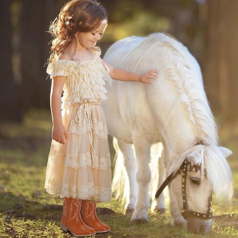 RLW Kids Cowboy Boots for Boys Girls, Square Toe Riding Western Cowgirl Boot with Walking Heel for Youth Toddler/Little/Big Kid in Saudi Arabia