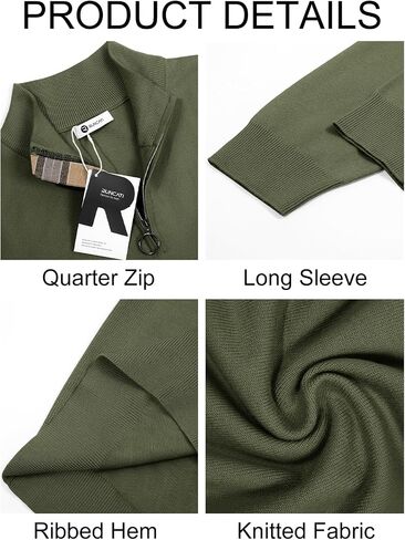 Runcati Mens Quarter Zip Pullover Sweater Lightweight Mock Neck Slim Fit Pullover Knit Swits in Saudi Arabia