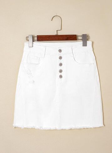 Sidefeel Women's Jean Skirt stretcy strucked button button fly summer summer in Kuwait