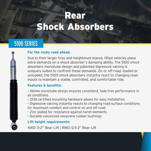 مجموعة سلسلة Bilstein 5100 من الصدمات الأمامية والخلفية تناسب 2010-2024 4runner مع 4-2 "المصعد الخلفي | يوفر 4-2.5" رفع الأمامي | يتضمن Trendsauto شارات | 24-328258 33-313146 in Kuwait