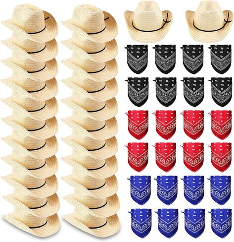 COUME 24 مجموعات قطر رعاة البقر القش و Bandanas Cowboy Cap Head Costume Bandana Costum in Kuwait