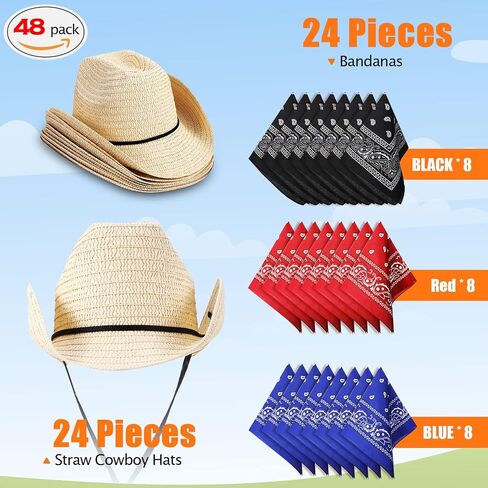 COUME 24 مجموعات قطر رعاة البقر القش و Bandanas Cowboy Cap Head Costume Bandana Costum in Kuwait