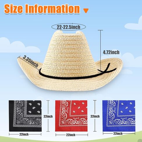 COUME 24 مجموعات قطر رعاة البقر القش و Bandanas Cowboy Cap Head Costume Bandana Costum in Kuwait