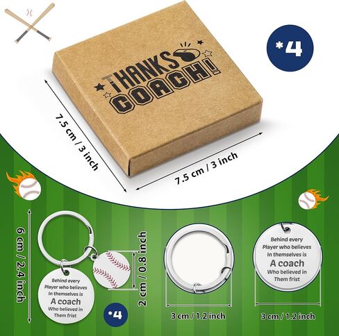 WATINC Coach Appreciation Keychain Gift Set, 4Pcs Sport Match Cheer Keychains Keepsake Present with Thank You Packaging in Saudi Arabia