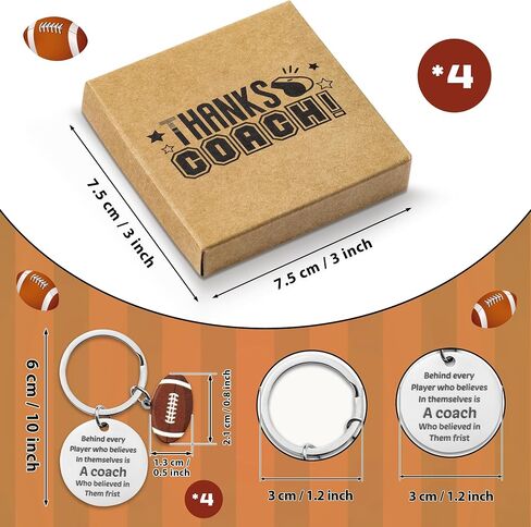 مجموعة هدايا Watinc Coach Coach ، 4pcs Sport Match Heaf -keychains repressake with with thank you backaging in Kuwait