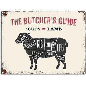 Vintage Butcher Guide Metal Tin Sign Cuts of Fish Tin Sign Retro Wall Art Sign for Home Kitchen Restaurant Bar Wall Decor 8x12inch-Tin Sign
