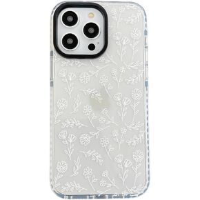 Cute White Small Flower Phone Case Compatible with iPhone 13 Protective Cover Fashion Shockproof Bumper Silicone Cases Women for Apple iPhone 13 - Clear