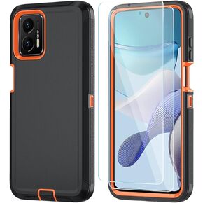 ONOLA Compatible with Moto G 5G 2023 Case with HD Screen Protector (2 Packs),Motorola G 5G 2023 Phone Case 3 in 1 Heavy Duty Phone Case (Moto G 5G 2023, WineRed Pink)