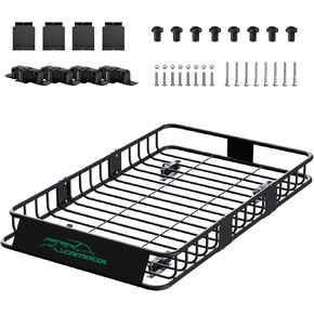 سلة سقف مقاس 64 بوصة × 39 بوصة × 6 بوصة، سلة شحن على حامل السقف شديدة التحمل، غطاء عالمي بسعة 250 رطل حامل البضائع على السطح لسيارات الدفع الرباعي والشاحنات وحامل أمتعة السيارة in Kuwait