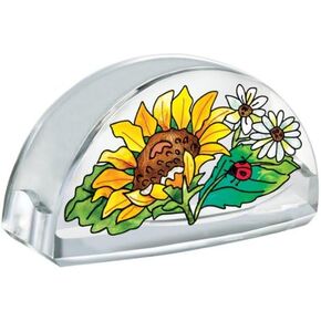 Amia Hand Painted Acrylic Business Card Holder Featuring a Sunflower Design, 4-Inch in Kuwait