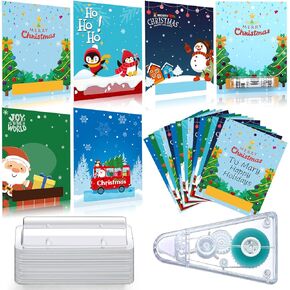 Geyee 51 Pieces Christmas Money Card Holder for Cash Gift Lip Balm Pouches Clear Lip Balm Cash Pouch Plastic Lip Balm Pouches with a Double Sided Tape for Gift Packaging Crafts (Santa Style)