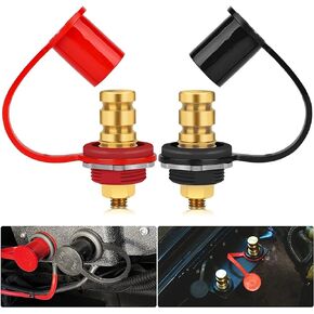 Linkstyle 2 PCS 250A Battery Charger Post, Remote Battery Terminals Relocation Kits, 3/8" Stud Jumper Terminal with Waterproof Cover, Quick & Easy Charging, Compatible with UTV ATV Car RV Boat Truck