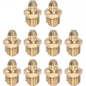 uxcell Brass Straight Grease Fitting M10 x 1.5mm Thread Hydraulic Grease Fitting Accessories, 10Pcs