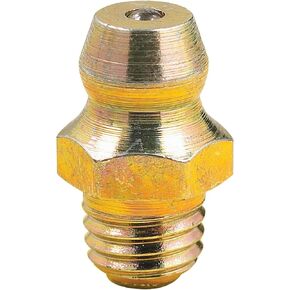 LUMAX LX-3301-10 Gold/Silver 6mm x 1mm Taper Metric Thread Straight 0.60" Long Grease Fitting, (Pack of 10). Heavier Wall Thickness for Extra Strength.