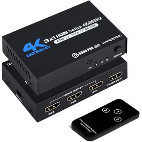 محول HDMI 4K@60 هرتز، مفتاح HDMI NEWCARE مع جهاز تحكم عن بعد، محدد محول HDMI 3 منافذ، يدعم 4K، ثلاثي الأبعاد، HDCP2.2، HDMI2.0، HDR، تلقائي لعصا النار، HDTV، PS4/5، وحدات تحكم الألعاب، الكمبيوتر الشخصي in Kuwait