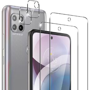 [2+2 Pack] Tempered Glass Screen Protector for Motorola Moto One 5G Ace/ 5G UW Ace/G 5G- and Camera Lens Protector - Anti-fingerprint - Shatter Proof - 【Not for Moto One 5G/One 5G UW】