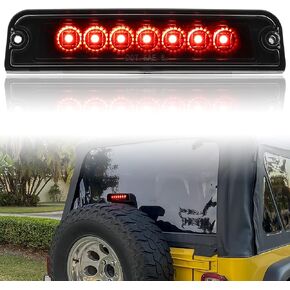 LED 3rd Third Brake Light for Wrangler TJ 97-06, Kewisauto Clear Center High Mount Stop Light for Jeep Wrangler TJ 1997-2006 Accessories (1PCS)